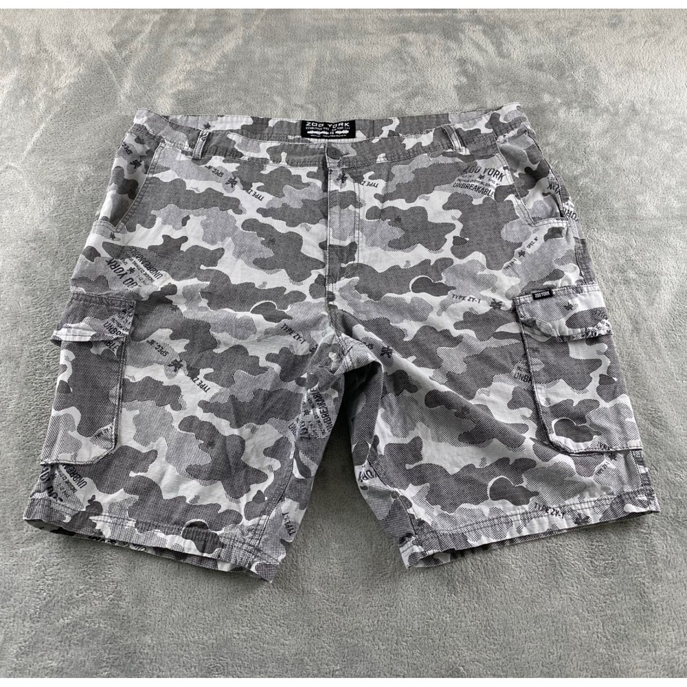 Zoo‎ York Mens Grey Camo Ripstop Cargo Shorts Size 46 Unbreakable Graphic Skater